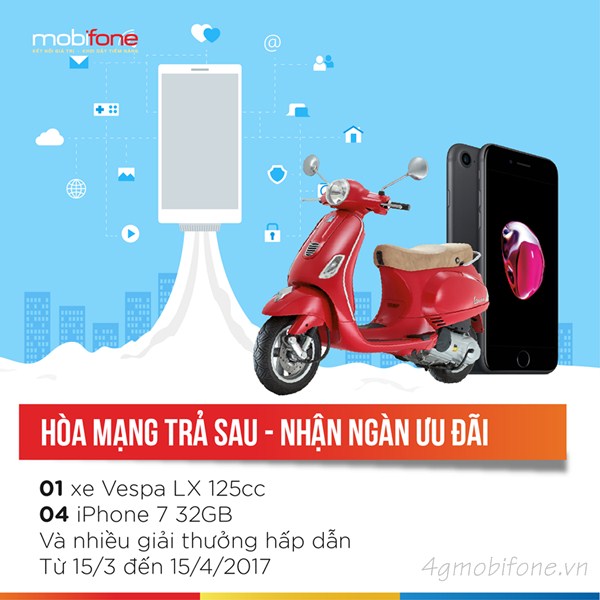 Mobifone tặng Vespa LX 125cc, iPhone 7 cho khách hàng hòa mạng trả sau