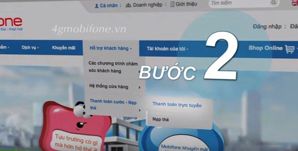 Cách thanh toán cước trực tuyến cho TB trả sau tại Mobifone.vn
