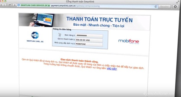 Cách thanh toán cước trực tuyến cho TB trả sau tại Mobifone.vn