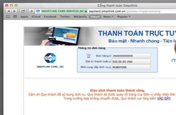 Cách thanh toán cước trực tuyến cho TB trả sau tại Mobifone.vn
