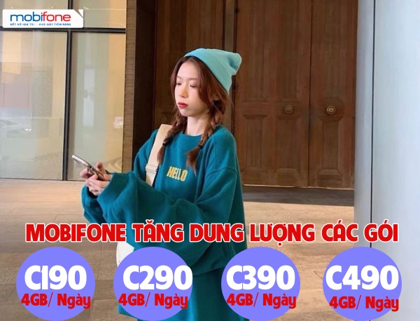 Mobifone tăng dung lượng C190, C290, C390, C490 lên 4GB/ ngày giá không đổiMobifone tăng dung lượng C190, C290, C390, C490 lên 4GB/ ngày giá không đổi