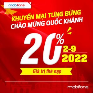 Mobifone khuyến mãi tặng 20% thẻ nạp mừng Quốc Khánh 2/9