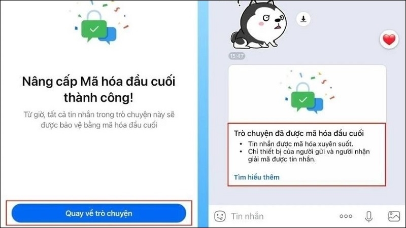 Nhấn vào nút Quay về trò chuyện