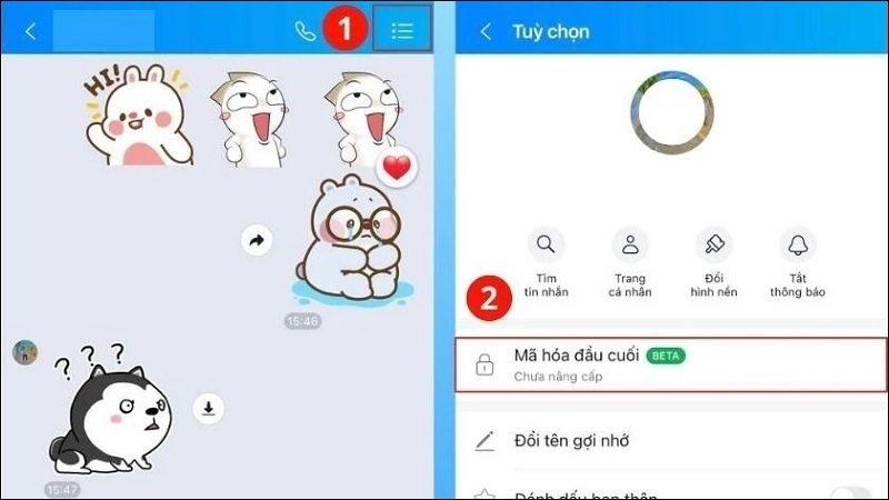 Chọn vào mục Mã hóa đầu cuối