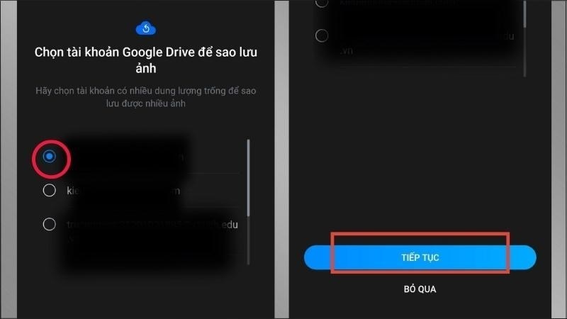 Nhấn nút Tiếp tục