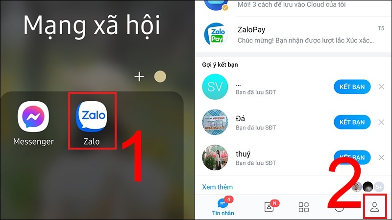 Chọn vào biểu tượng Cá nhân